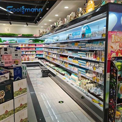 導いたの開いたショーケースのより冷たいスーパーマーケットのフルーツ野菜の空気カーテンの飾り戸棚