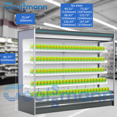 夜カーテンのショーケース冷却装置が付いている飲み物の表示マルチデッキの開いたスリラー